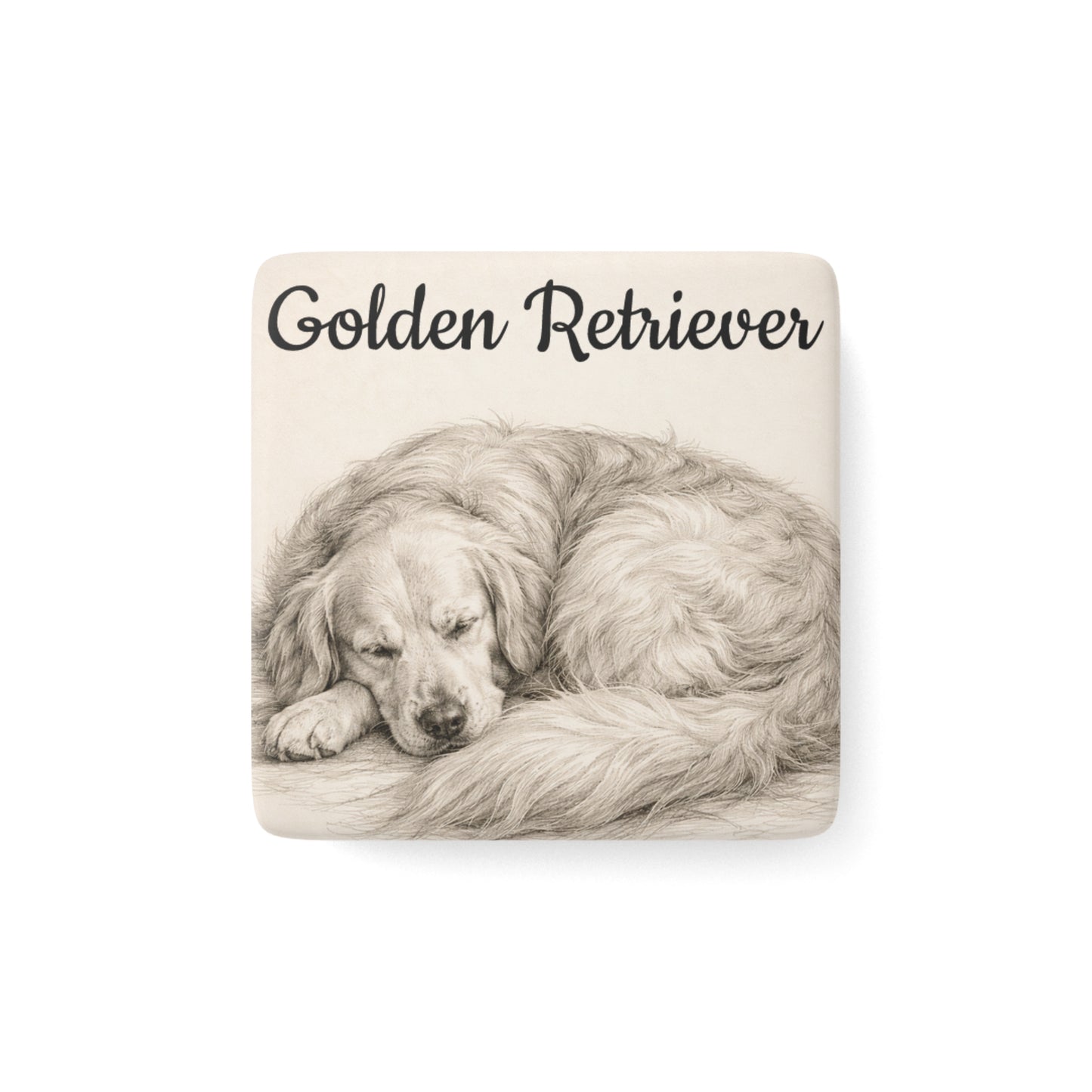 Golden Retriever Porcelain Magnet — Sleeping Dog Illustration Pet Gift