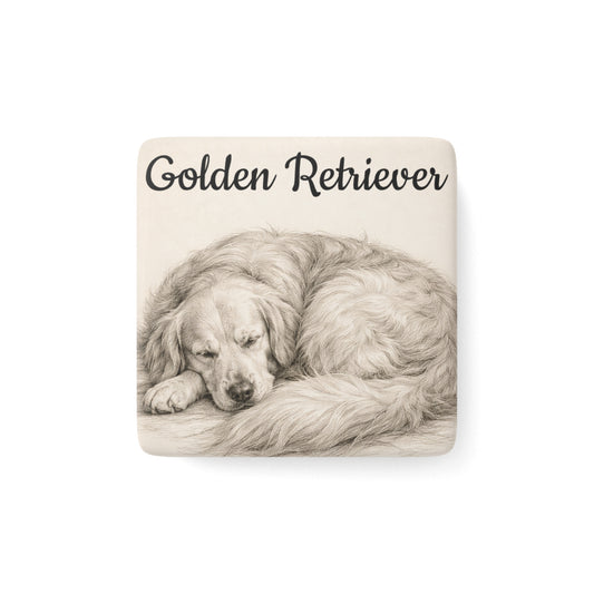 Golden Retriever Porcelain Magnet — Sleeping Dog Illustration Pet Gift