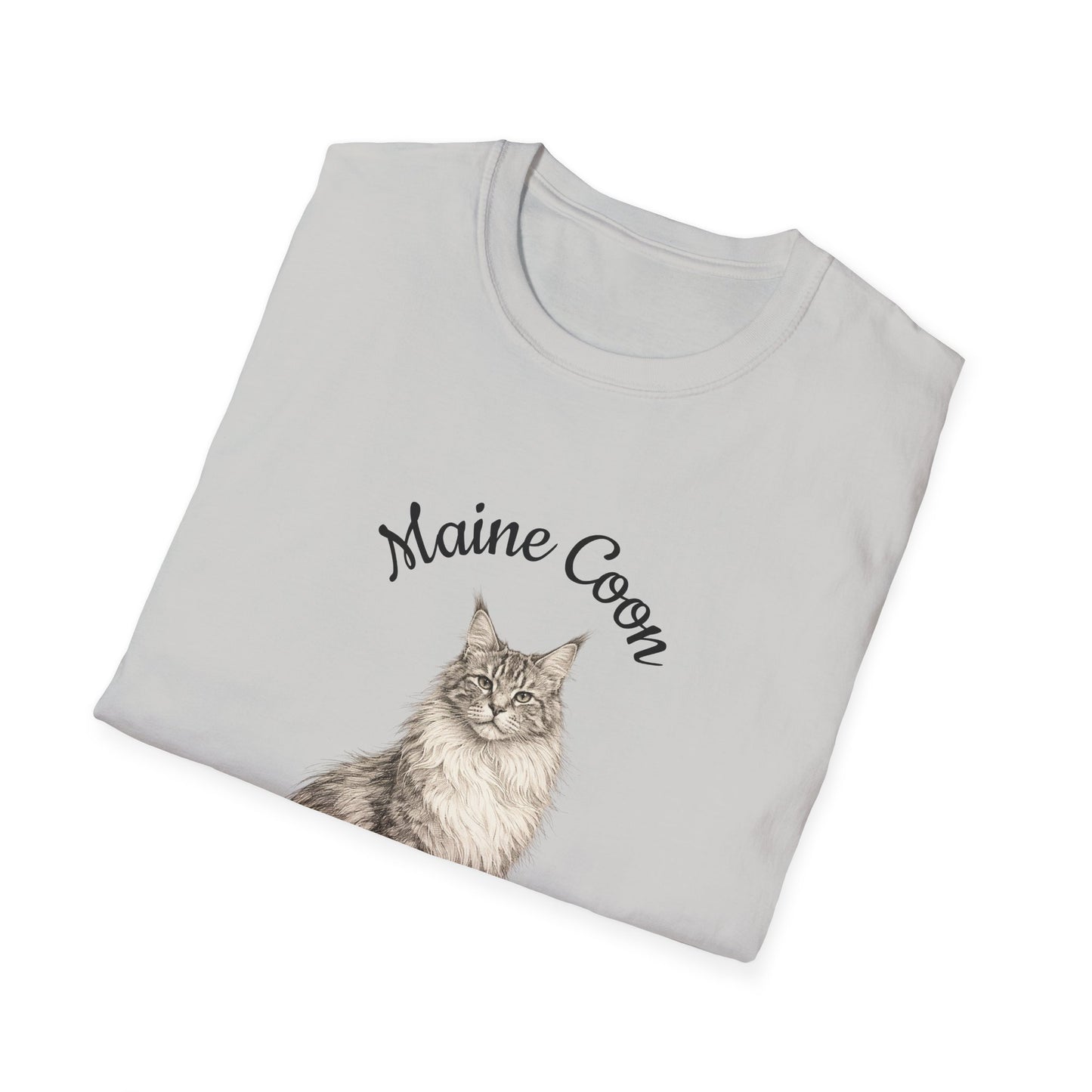 Maine Coon Cat T-Shirt – Detailed Illustration & Paw Print Back Design