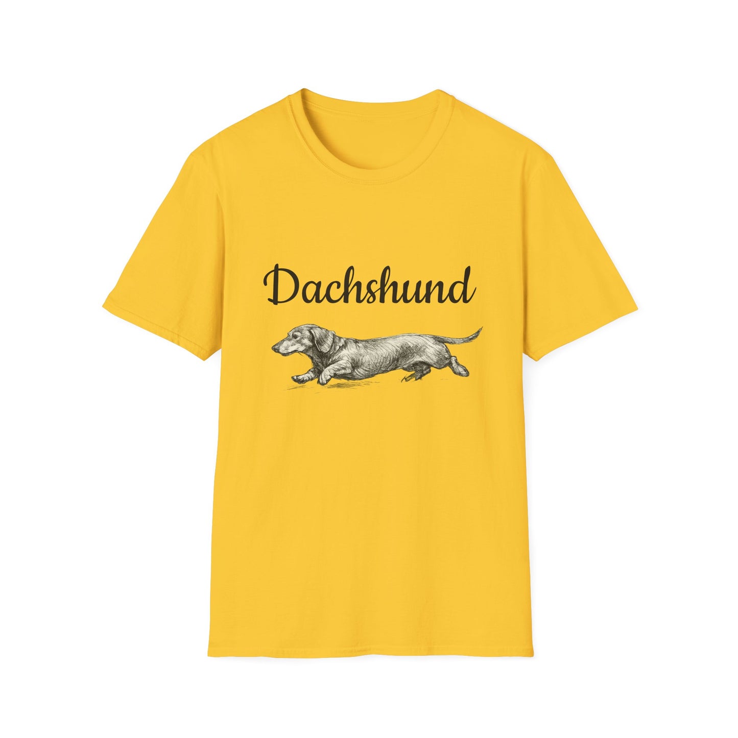 Dachshund Vintage Illustration T-Shirt — Rescue Paw Print Back Tribute