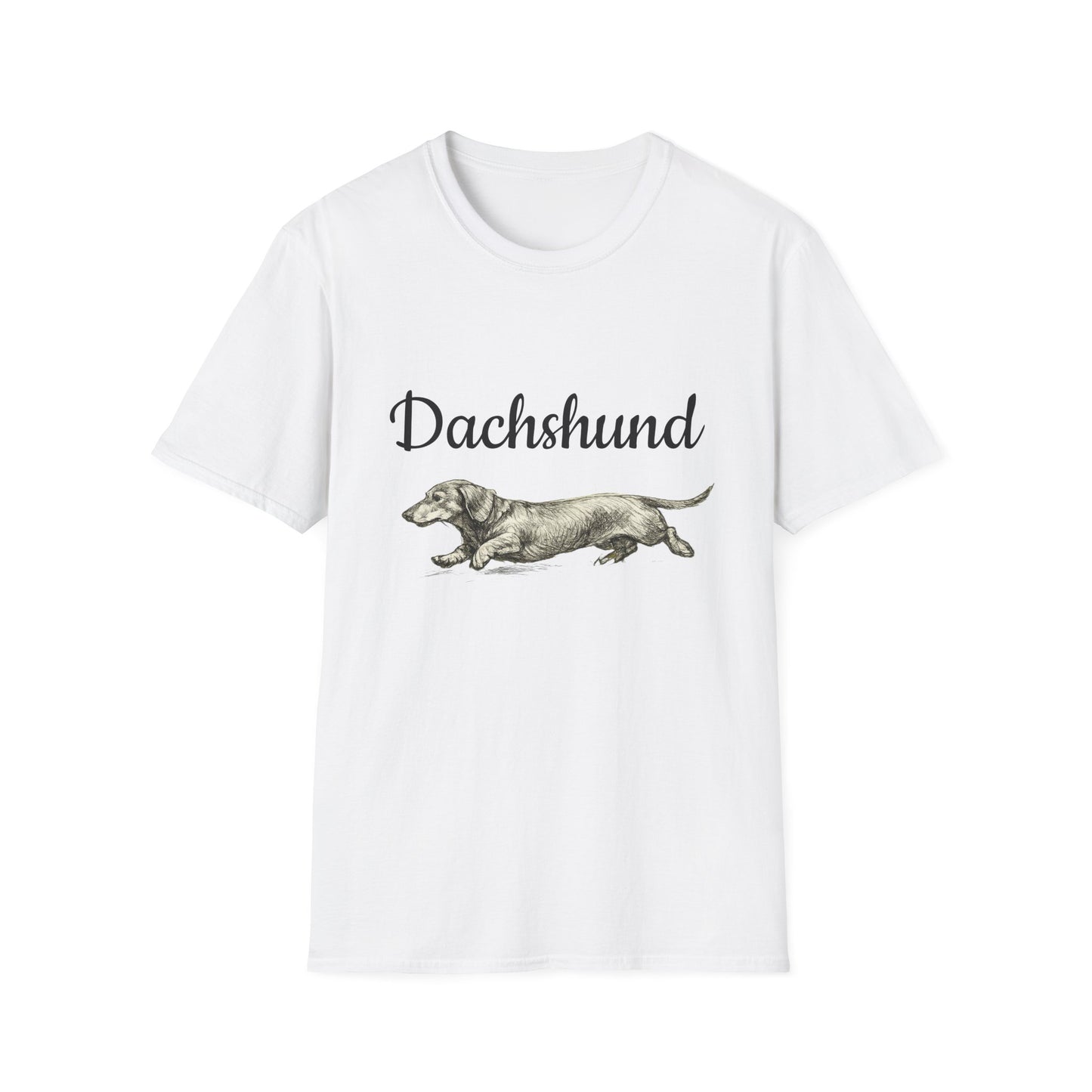 Dachshund Vintage Illustration T-Shirt — Rescue Paw Print Back Tribute