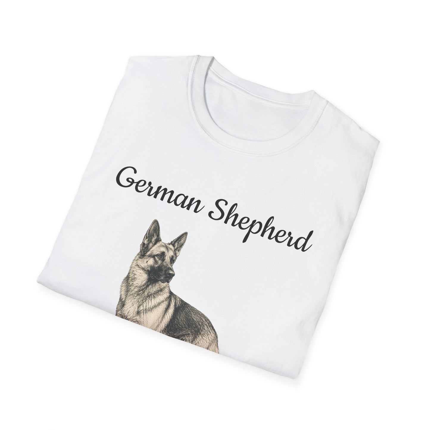 German Shepherd T-Shirt — Realistic Portrait & Breed Story Tee