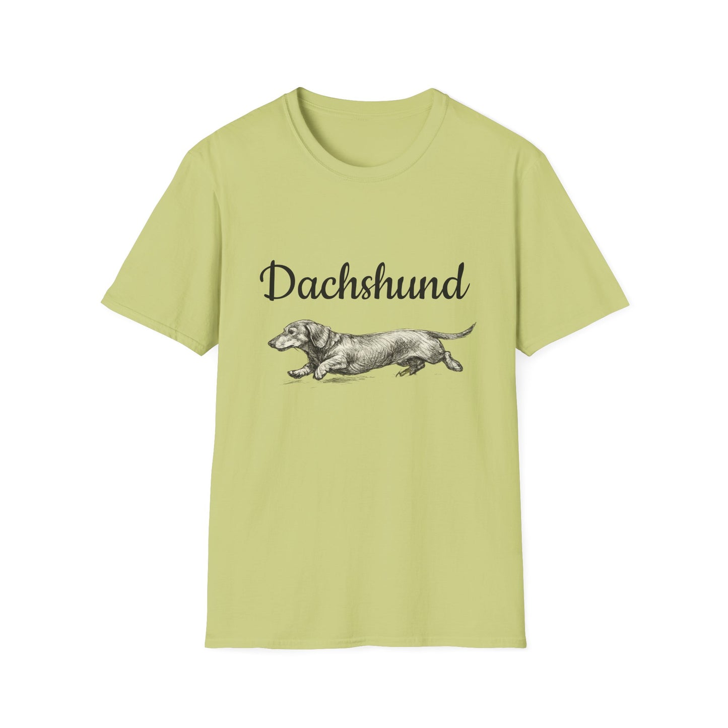 Dachshund Vintage Illustration T-Shirt — Rescue Paw Print Back Tribute