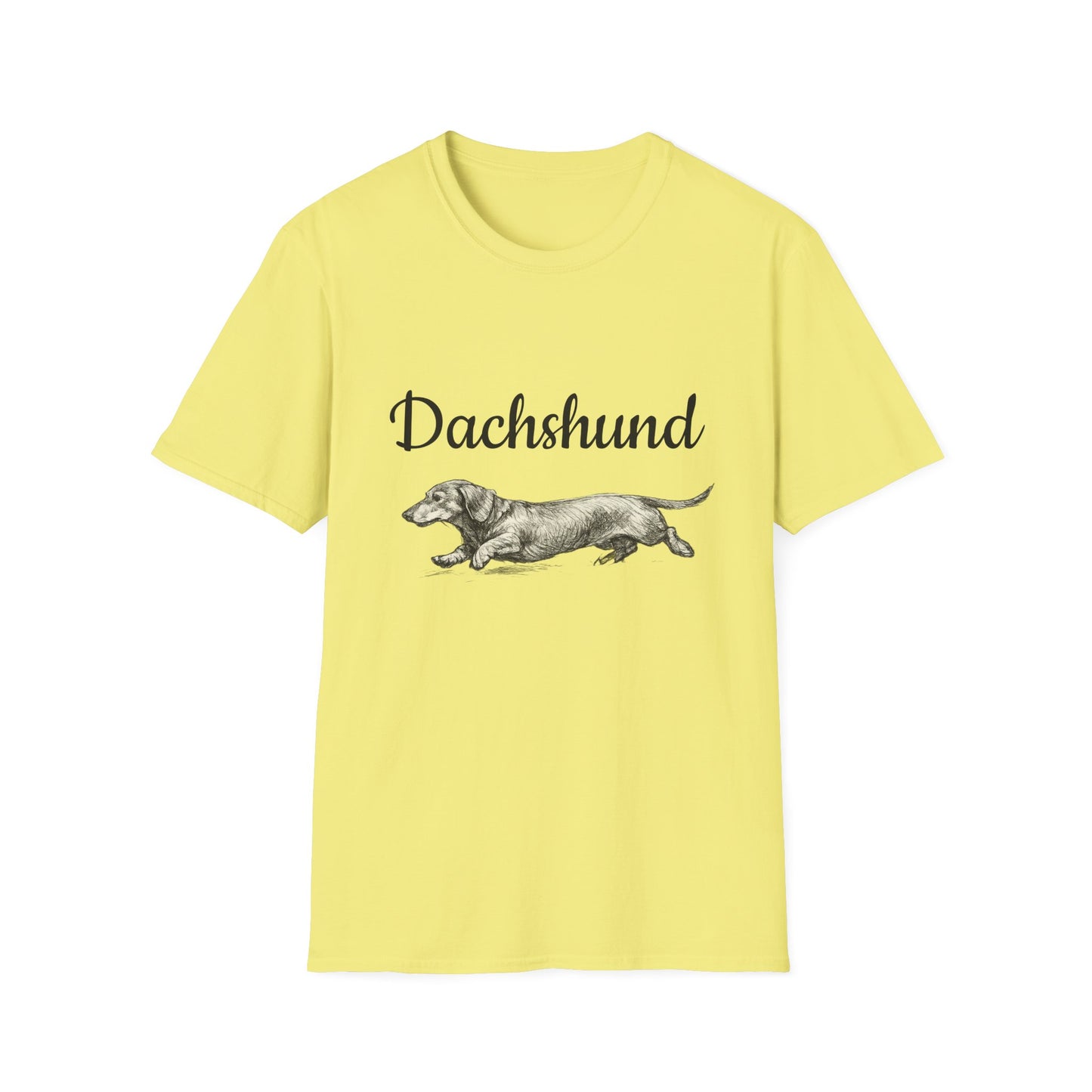 Dachshund Vintage Illustration T-Shirt — Rescue Paw Print Back Tribute