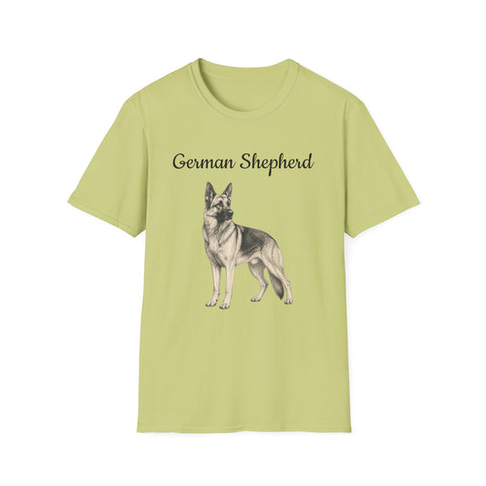 German Shepherd T-Shirt — Realistic Portrait & Breed Story Tee