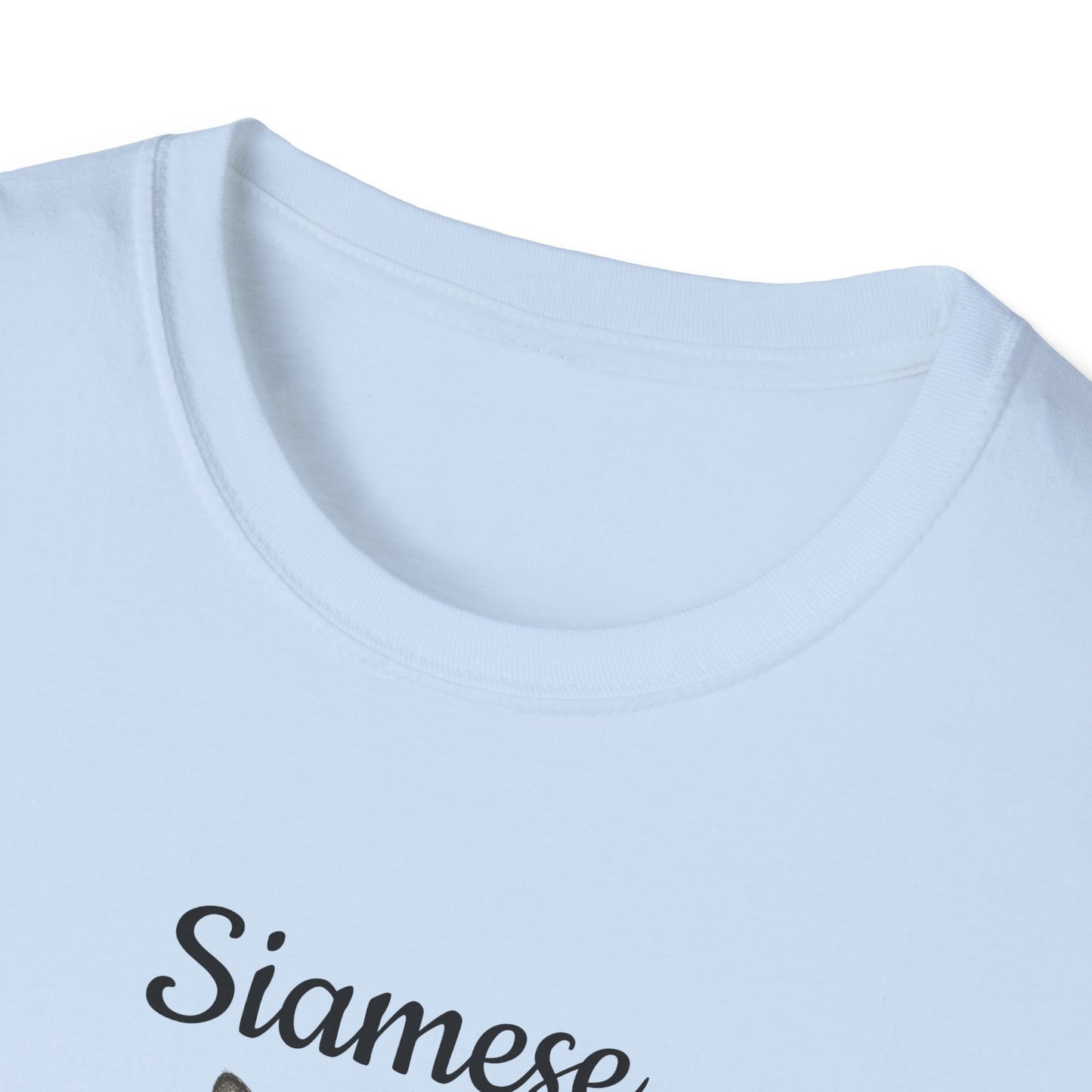 Siamese Cat T-Shirt — Illustrated Siamese Portrait Tee with Paw Print Back Design