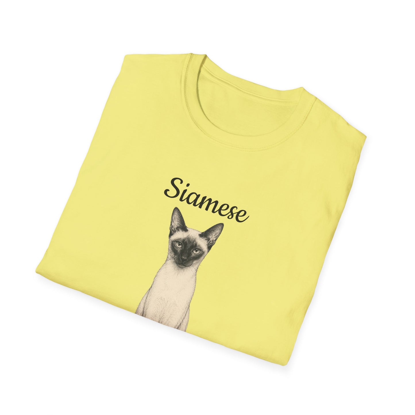 Siamese Cat T-Shirt — Illustrated Siamese Portrait Tee with Paw Print Back Design