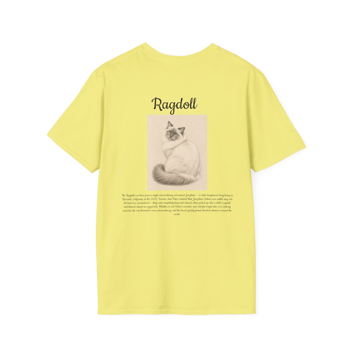 Ragdoll Cat T-Shirt — Vintage Portrait Tee with Paw Print
