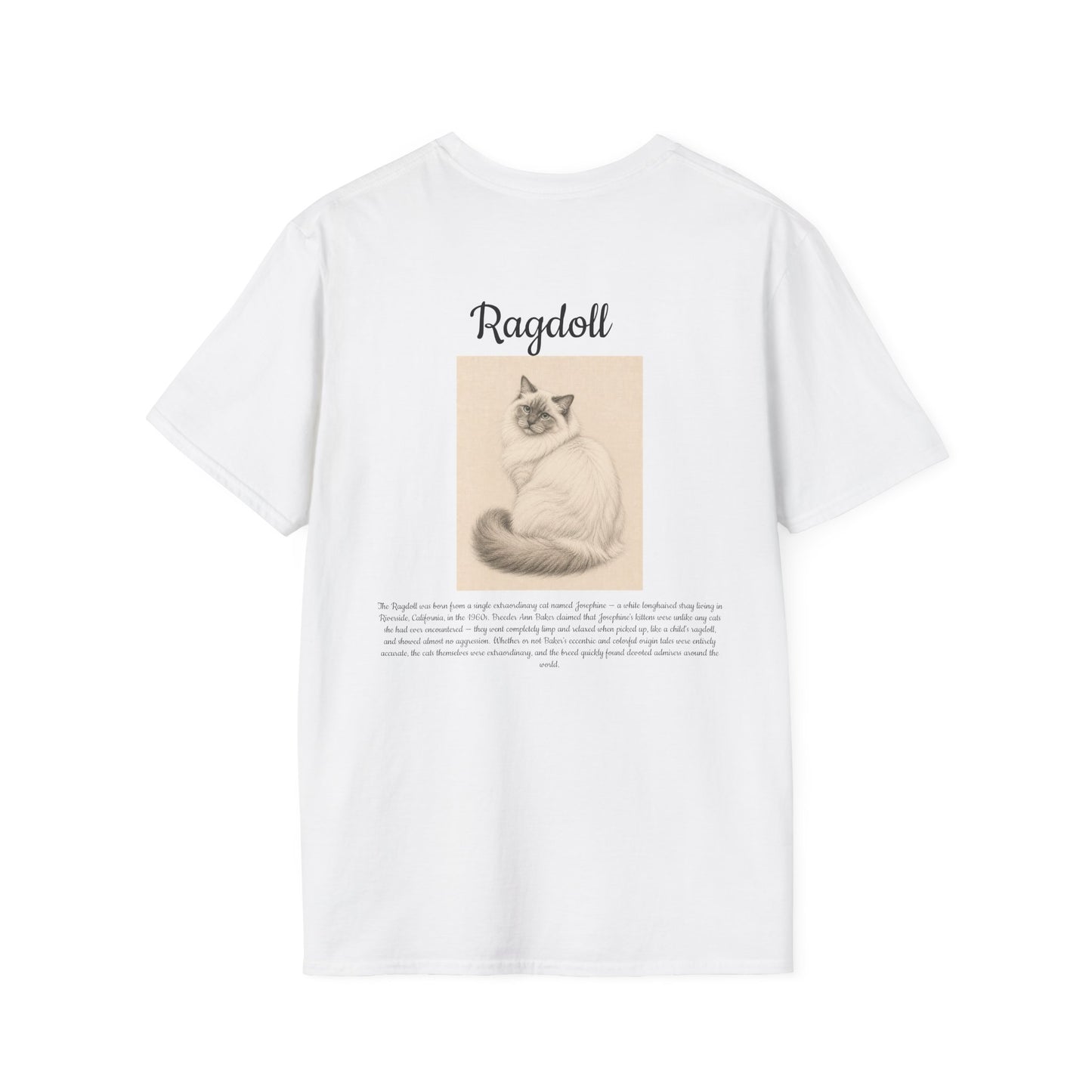 Ragdoll Cat T-Shirt — Vintage Portrait Tee with Paw Print