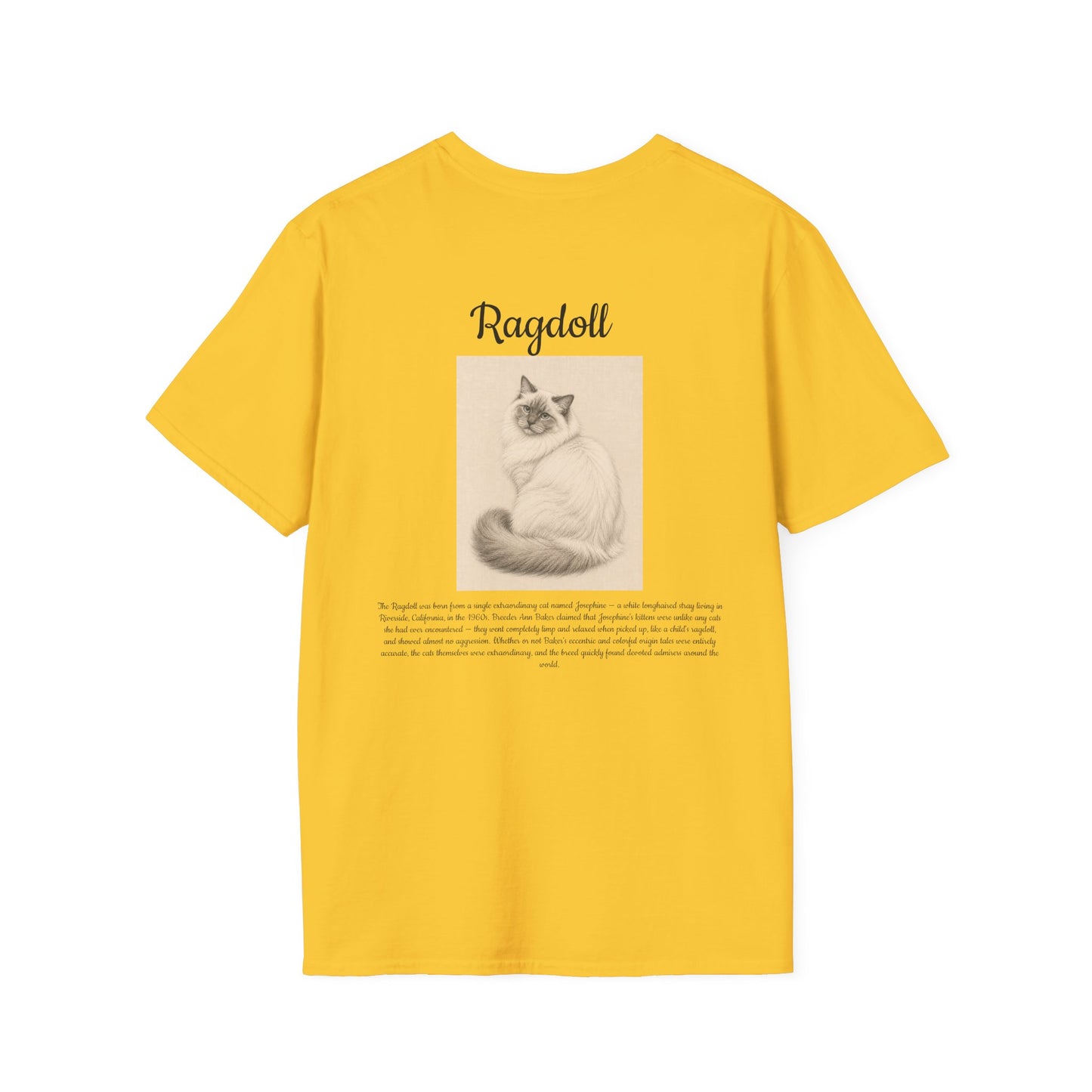 Ragdoll Cat T-Shirt — Vintage Portrait Tee with Paw Print