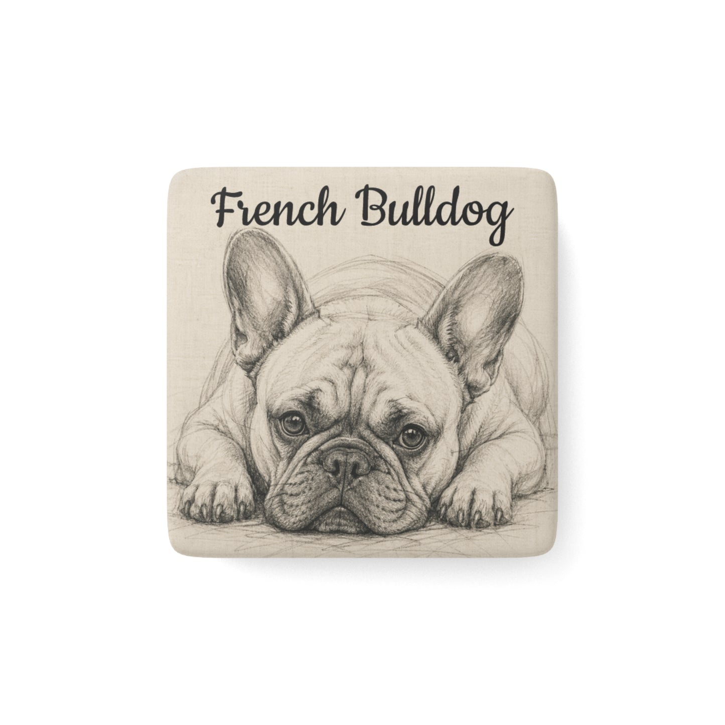 French Bulldog Porcelain Magnet — Square Dog Art Refrigerator Magnet