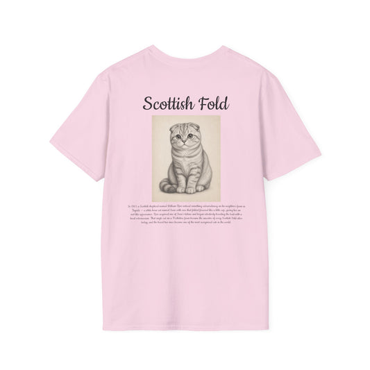 Scottish Fold Cat T-Shirt — Illustrated Breed Portrait Tee