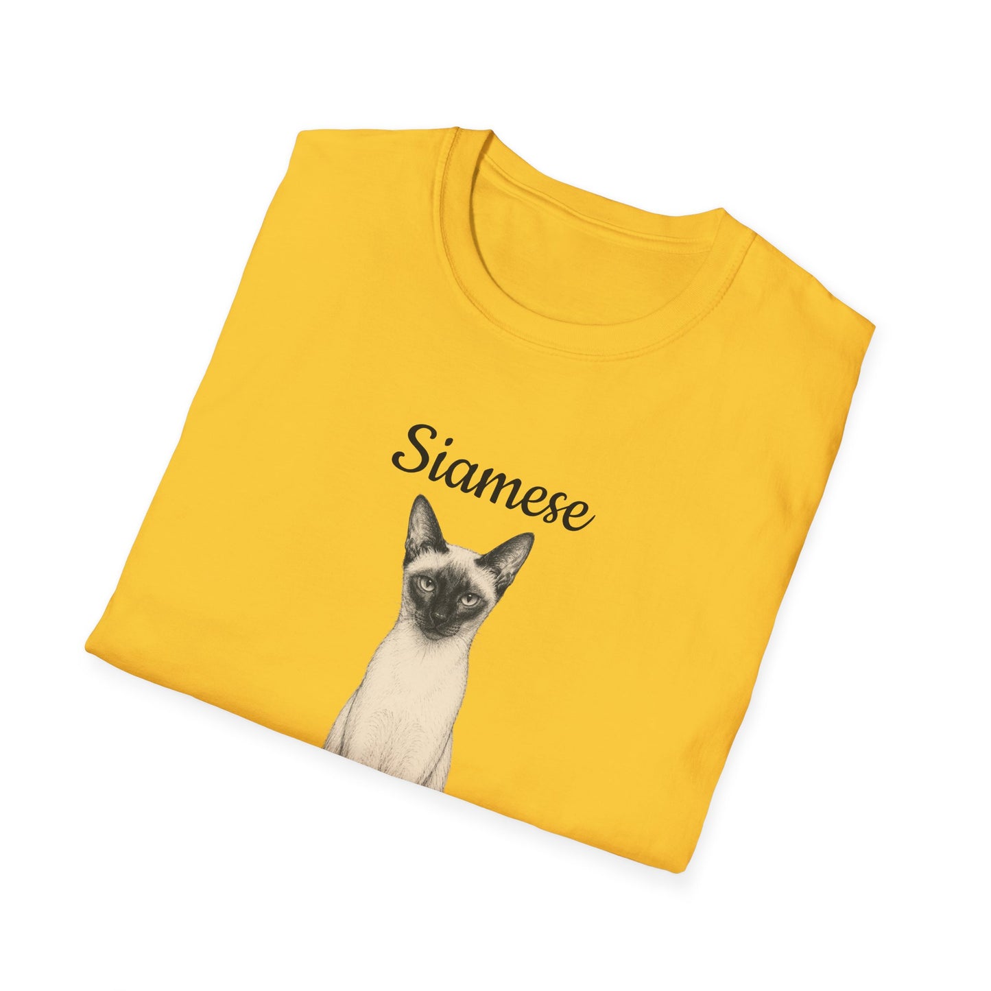 Siamese Cat T-Shirt — Illustrated Siamese Portrait Tee with Paw Print Back Design