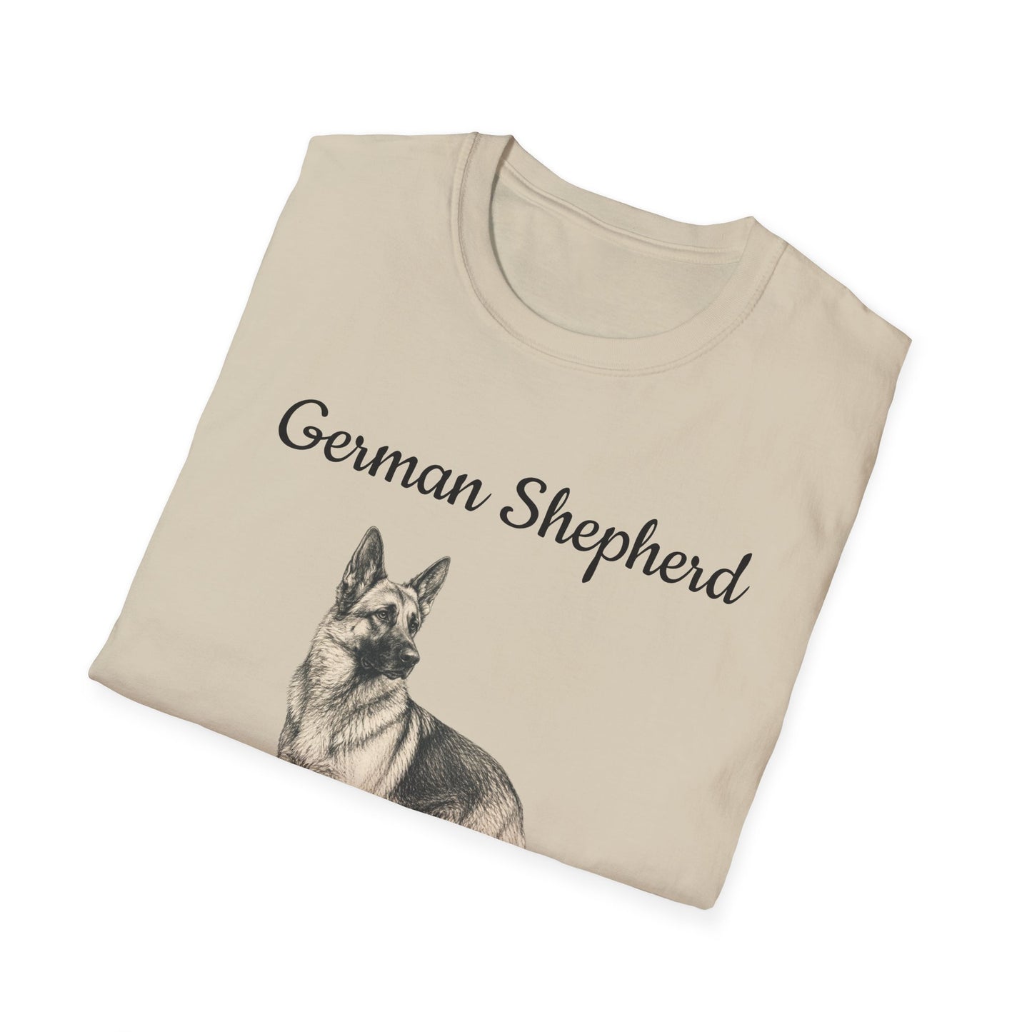 German Shepherd T-Shirt — Realistic Portrait & Breed Story Tee