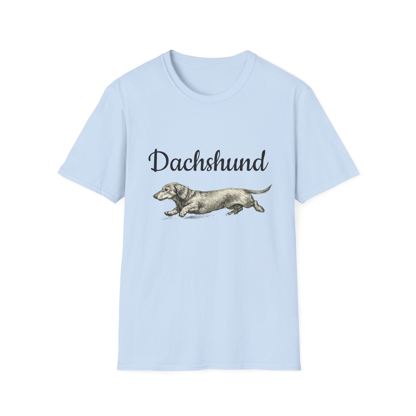 Dachshund Vintage Illustration T-Shirt — Rescue Paw Print Back Tribute