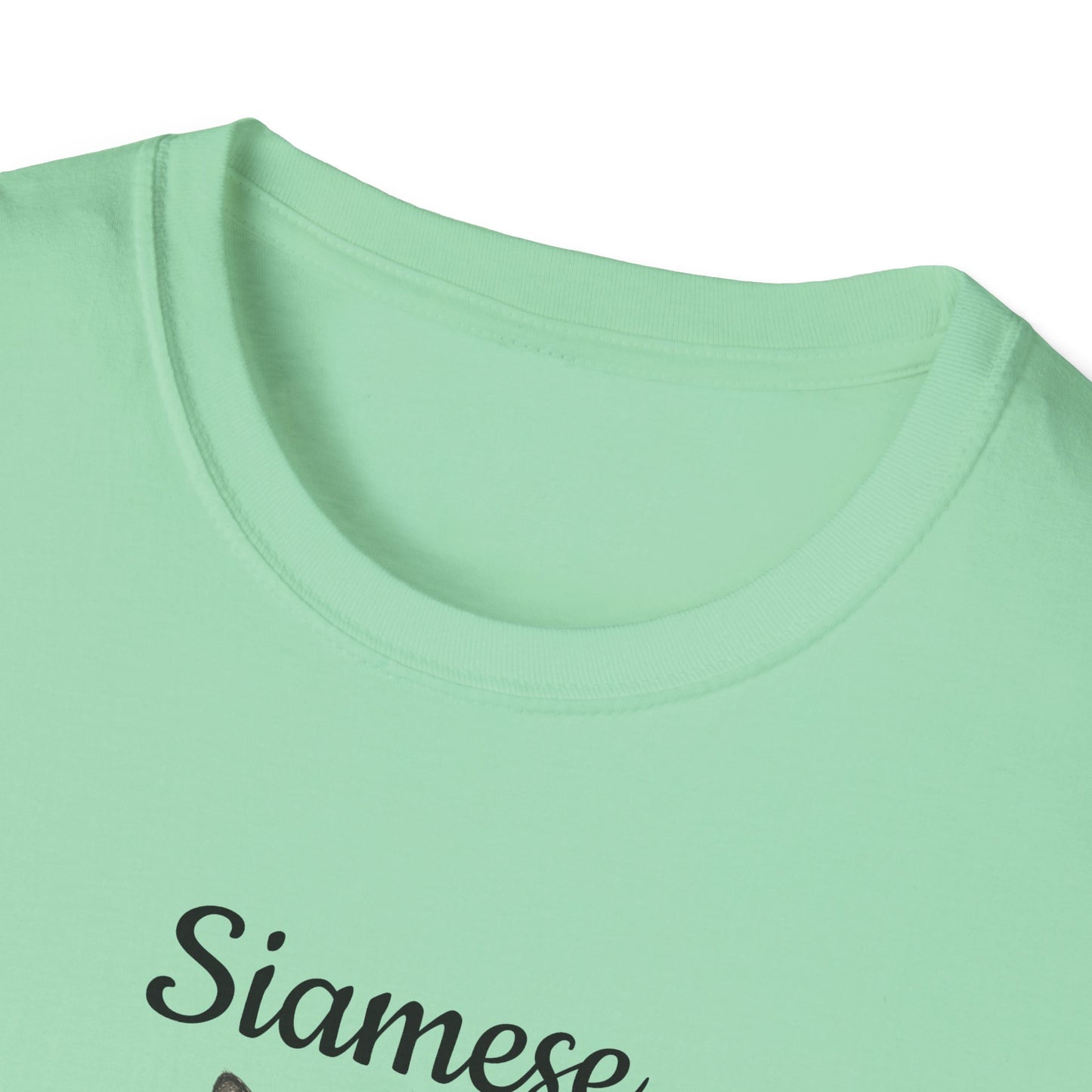 Siamese Cat T-Shirt — Illustrated Siamese Portrait Tee with Paw Print Back Design