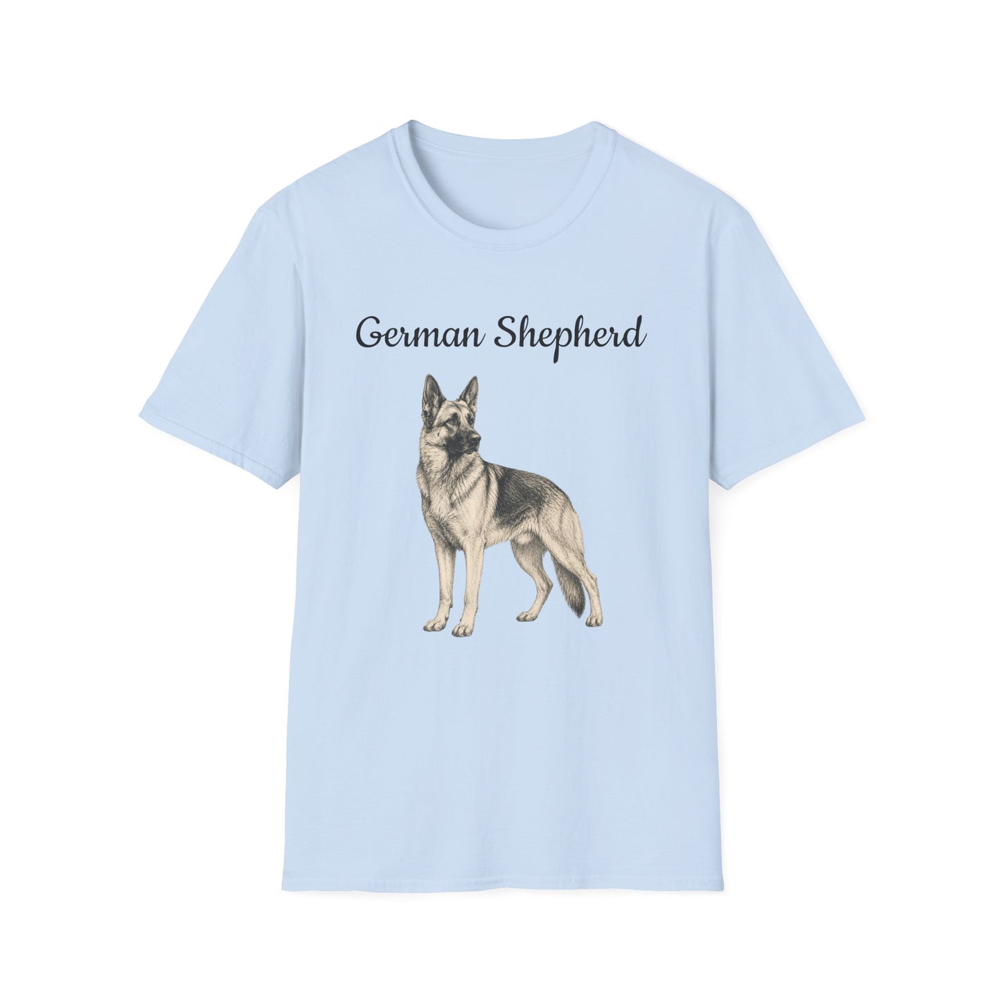 German Shepherd T-Shirt — Realistic Portrait & Breed Story Tee
