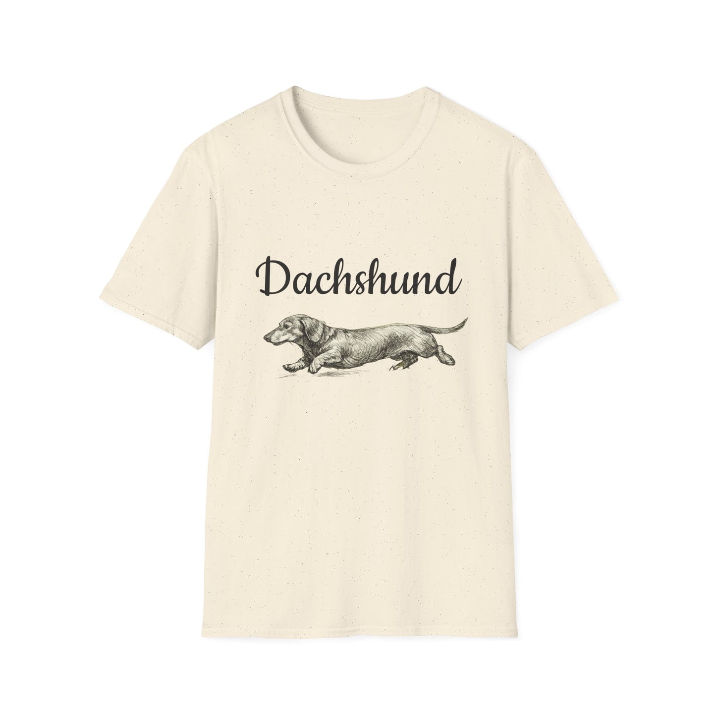 Dachshund Vintage Illustration T-Shirt — Rescue Paw Print Back Tribute
