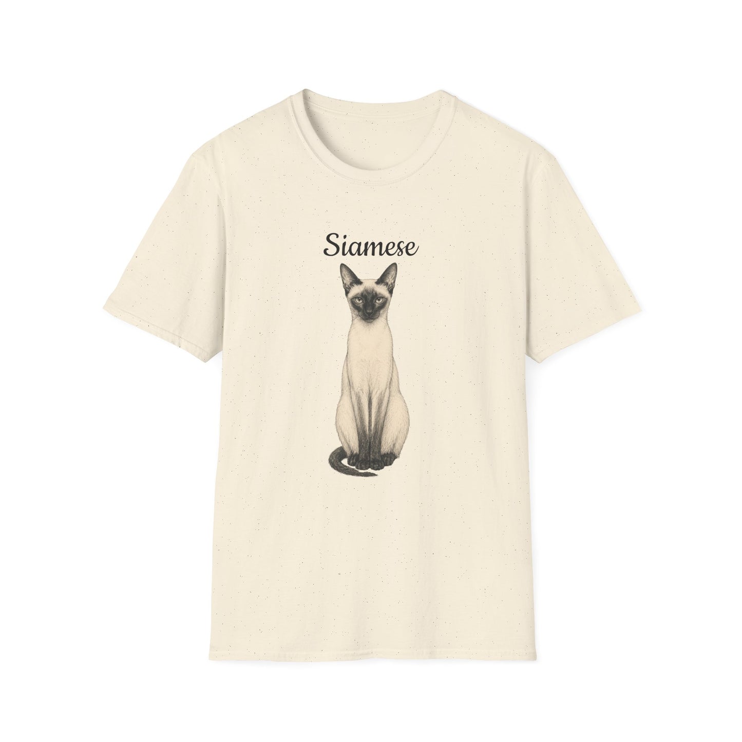 Siamese Cat T-Shirt — Illustrated Siamese Portrait Tee with Paw Print Back Design