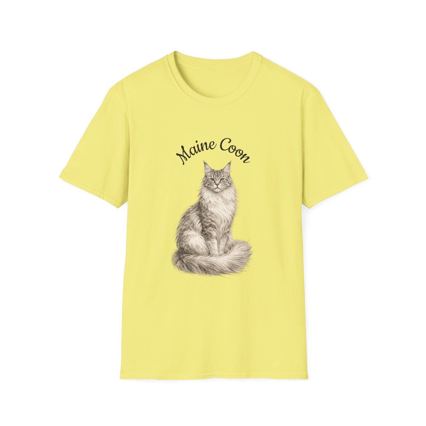 Maine Coon Cat T-Shirt – Detailed Illustration & Paw Print Back Design