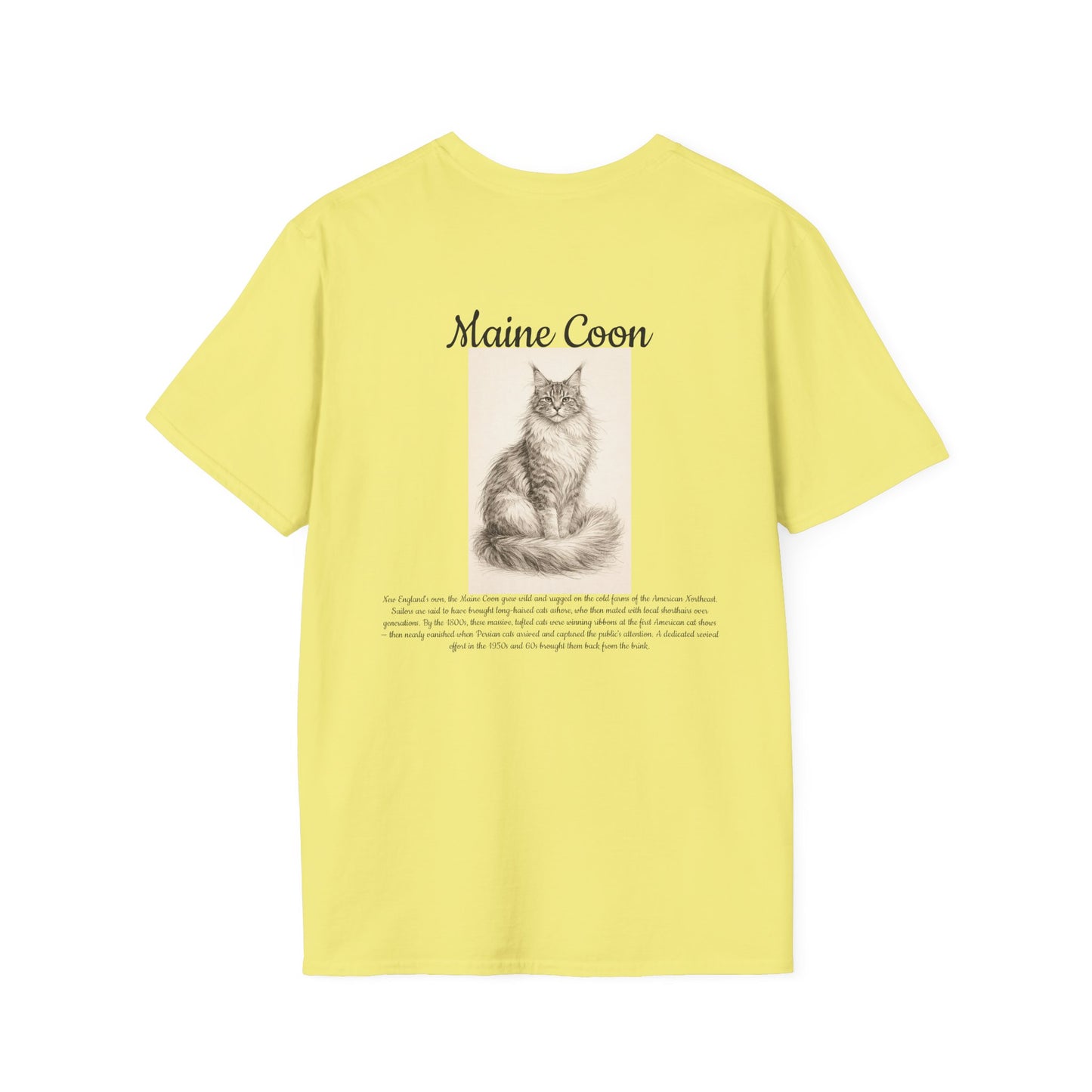 Maine Coon Cat T-Shirt — Vintage Sketch Paw Print Tee
