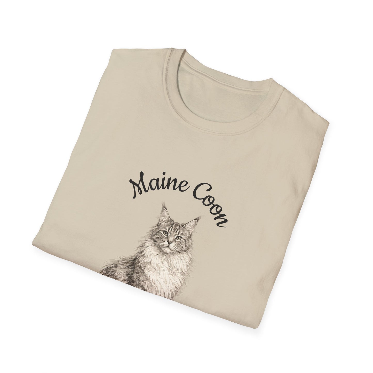 Maine Coon Cat T-Shirt – Detailed Illustration & Paw Print Back Design