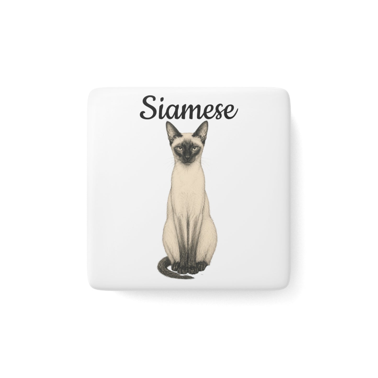 Siamese Cat Porcelain Magnet — Square Cute Cat Fridge Magnet