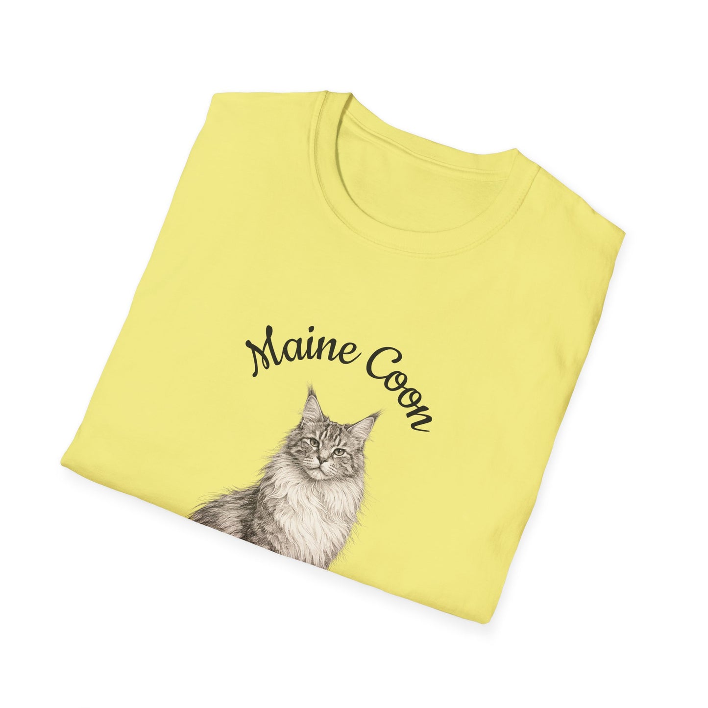 Maine Coon Cat T-Shirt – Detailed Illustration & Paw Print Back Design