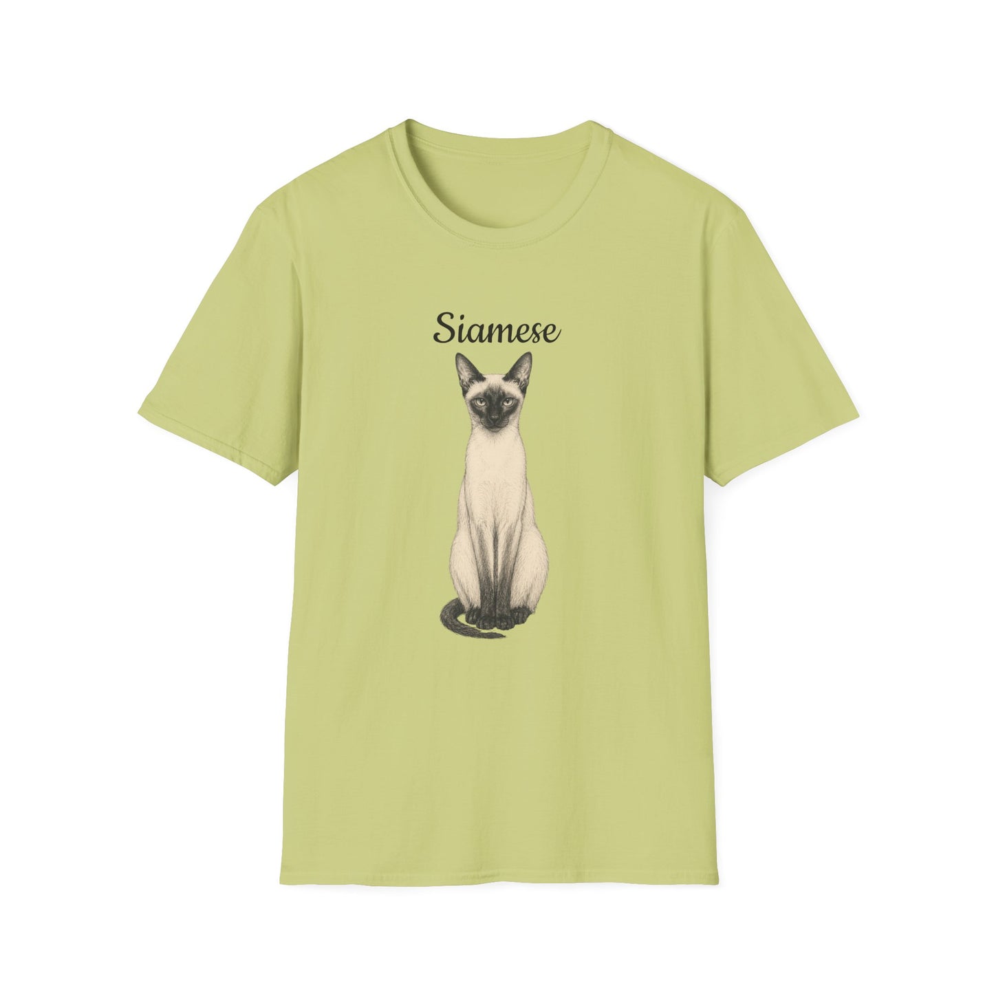 Siamese Cat T-Shirt — Illustrated Siamese Portrait Tee with Paw Print Back Design
