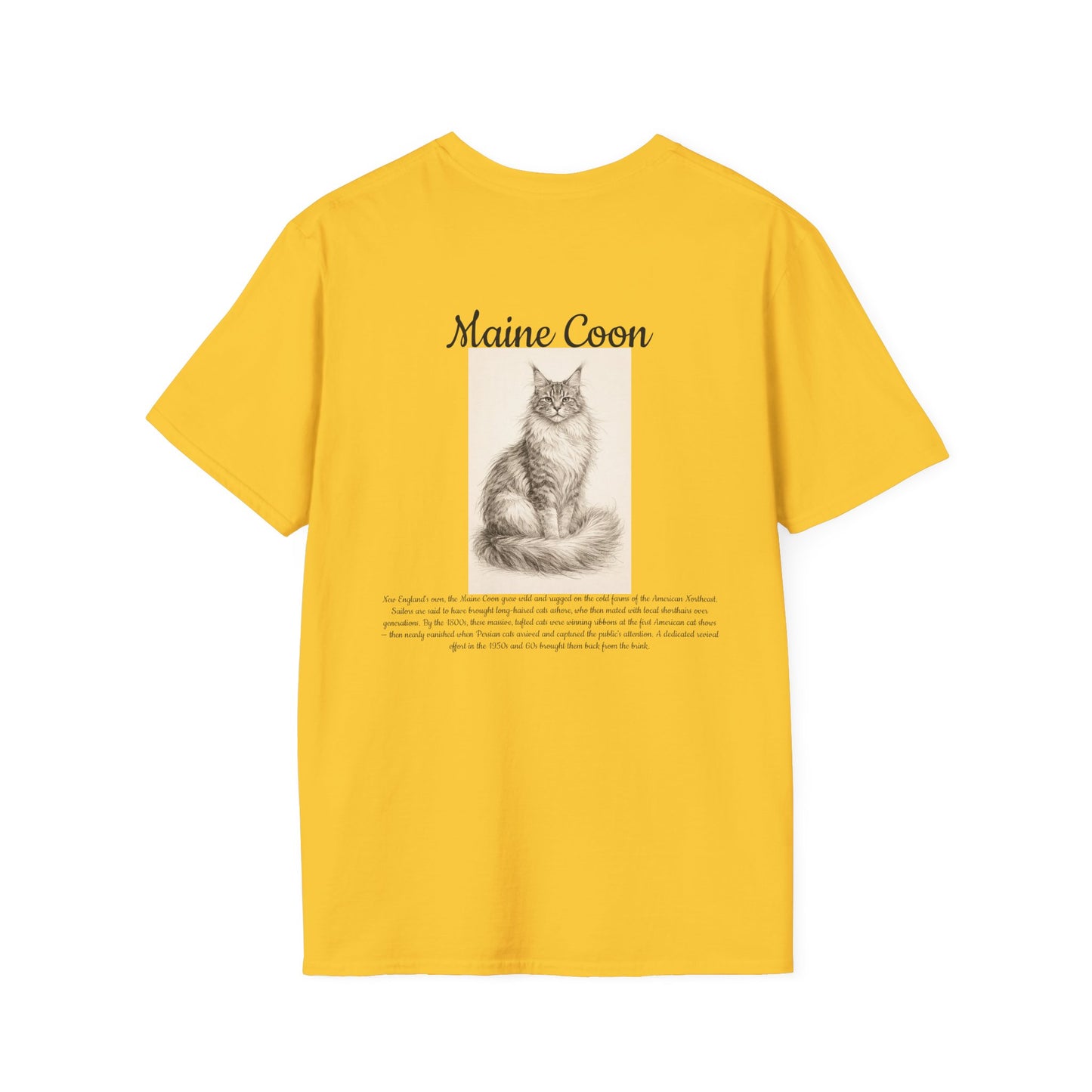 Maine Coon Cat T-Shirt — Vintage Sketch Paw Print Tee