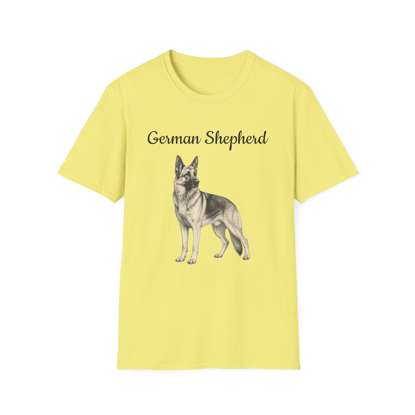 German Shepherd T-Shirt — Realistic Portrait & Breed Story Tee